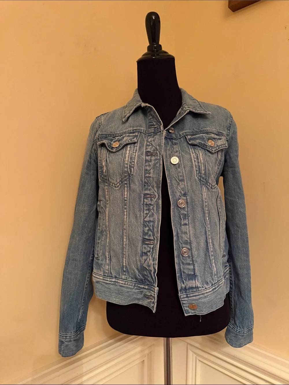 J. Crew Cream Wall Hook with Blue Denim Accent sz small